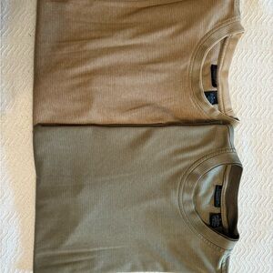 Van Heusen Ribbed T-Shirt in Tan and olive. TWO shirts